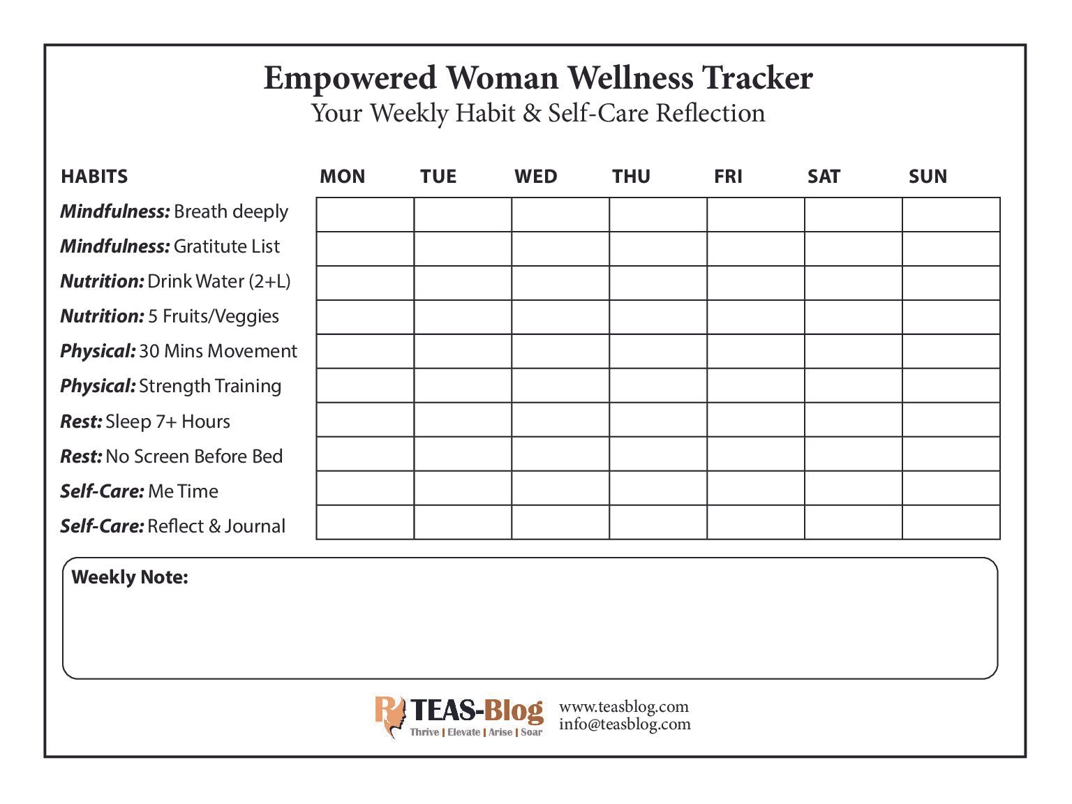 Empowered Woman Wellness Tracker